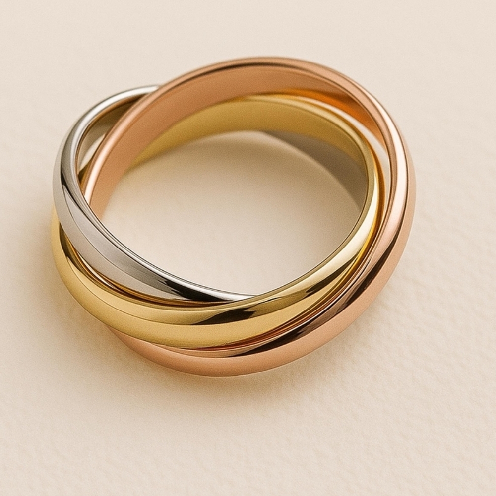 Tri-Color Interlocking Ring Sz9 - Picture 3 of 4